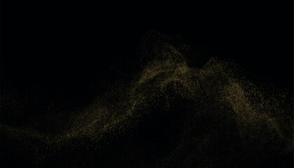Golden Particle Stream Forming Mountain-Like Wave Shape