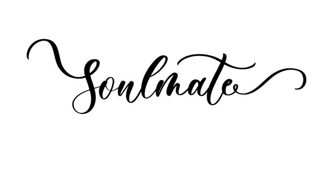 Elegant calligraphy word soulmate in romantic inspirational style for wedding and home decor
