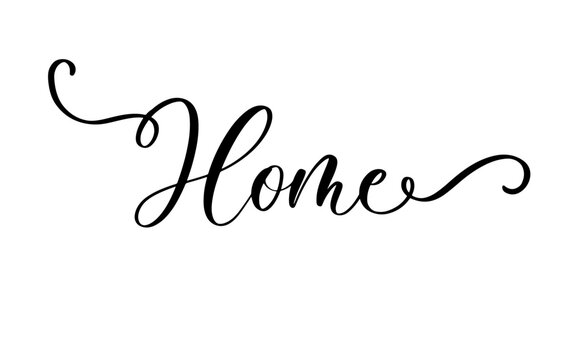 Elegant calligraphy word home in cozy inspirational style for family and interior decor - Powered by Adobe
