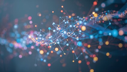 Dynamic digital network connections shimmering with vibrant lights, symbolizing global data flow and technological advancement