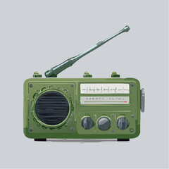 Fototapeta premium Vintage green radio illustration on gray background for communication concepts