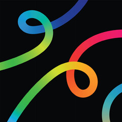 Colorful Digital Wire Loop Background  Rainbow Gradient Abstract Flowing Lines