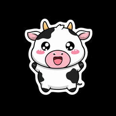 Fototapeta premium Cute Cartoon Style Cow Head Animal Character Illustration Design