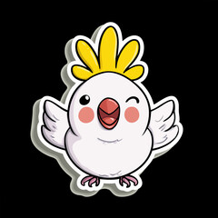 Fototapeta premium Cute Cartoon Cockatoo Sticker with Cheerful Expression and Playful Design