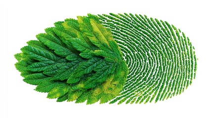 Eco-Friendly Identity: A Unique Blend of Green Leaves and Fingerprint on White