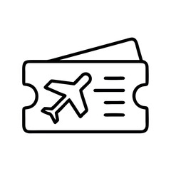 Simple line art icon of an airplane ticket symbolizing travel and flights