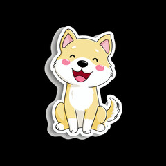 Obraz premium Cute Cartoon Style Smiling Shiba Inu Puppy Dog Character Clipart