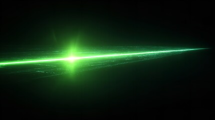 Bright Emerald Laser Beam Streaking Through Dark Space Creating an Effect