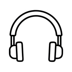 Simple hand drawn outline of classic over ear headphones for audio listening