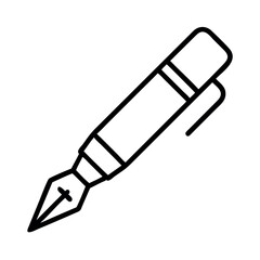 Classic fountain pen icon with nib and clip for writing and design
