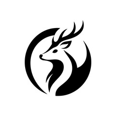 Stylized deer head inside a circular graphic design on transparent background