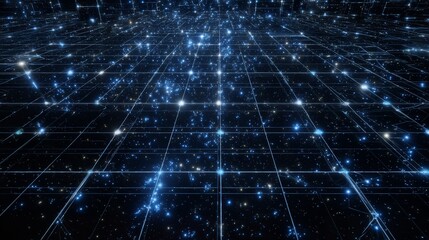 Luminous Network: A Captivating Display of Interconnected Blue Light and Data Flow