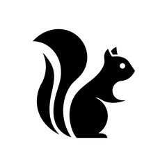 Silhouette of a squirrel with a bushy tail design on transparent background