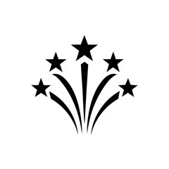 Illustration of five stars with lines shooting upwards on transparent background