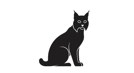 Vector illustration of black silhouette of a lynx sitting