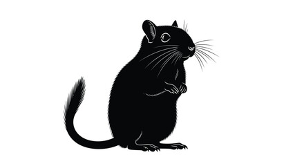 Vector illustration of black gerbil standing and looking to the side