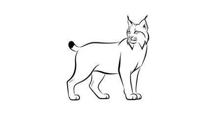 Vector illustration of line drawing of a lynx