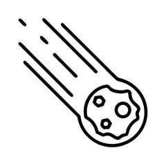 Stylized line art illustration of a fiery meteor streaking across the night sky