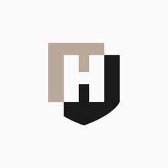H letter shield protection security logo vector icon illustration