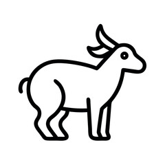 Simple line art illustration of a stylized antelope or gazelle standing sideways