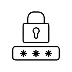 Icon representing a padlock and asterisks symbolizing password security and data protection