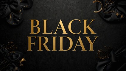 Luxurious Black Friday sale announcement with elegant gold lettering and rich black satin accents, perfect for premium promotions.