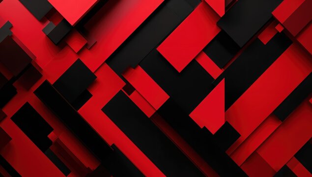 Dynamic geometric abstract red and black background with sharp angles and modern layered design for impactful visuals