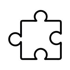 Simple outline of a single jigsaw puzzle piece with interlocking tabs and slots