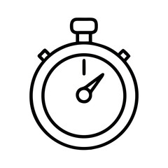 Simple line art icon of a classic stopwatch measuring time and performance
