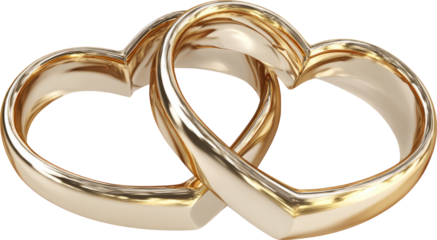 Two interlocked gold heart ring symbol of love, romance and marriage