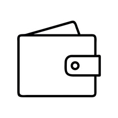 Simple line art icon of a closed wallet with a snap closure