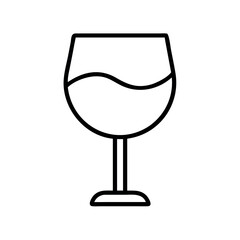 Simple line art icon of a wine glass filled with liquid