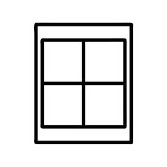 Simple line drawing of a window with four panes and a frame