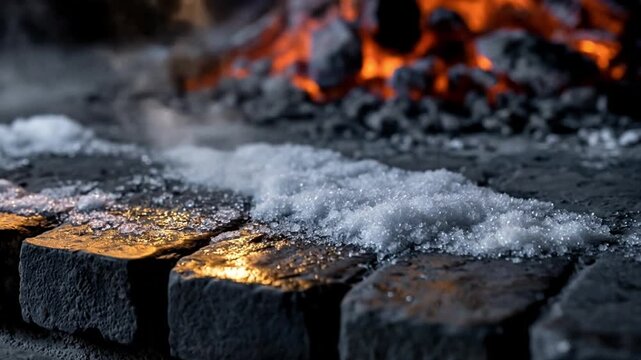 Industrial Metalworking Process of Forging Hot Ingots in a Furnace.