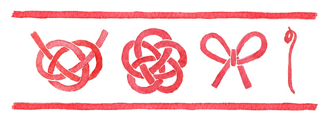 水彩で描いた水引き・のし Japanesestyle