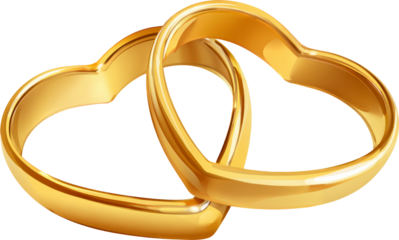Gold heart ring romantic symbol of love and wedding commitment