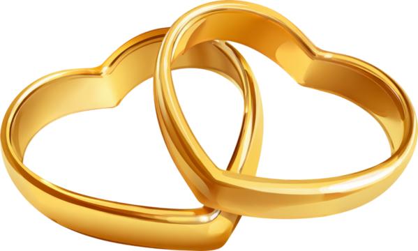 Gold heart ring romantic symbol of love and wedding commitment