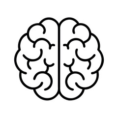 Simple outline illustration of a human brain seen from above with detailed lobes and fissures