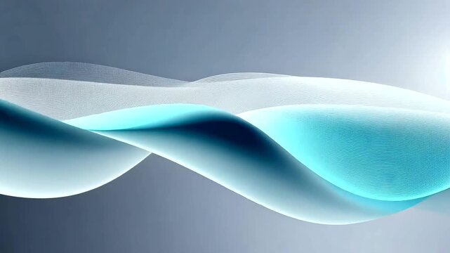 Abstract light blue and white flowing lines and waves on a gray background