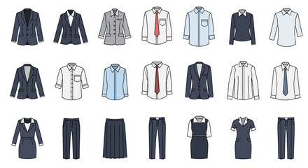 Collection of Business Attire Professional Clothing for Men and Women.