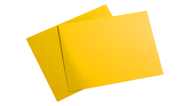 Two yellow rectangular sheets of paper overlapping slightly