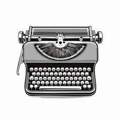 Vintage typewriter illustration classic design and vector style for print