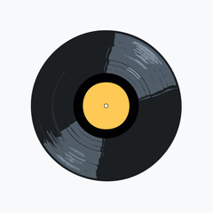 Vinyl record illustration isolated on white background for music concepts
