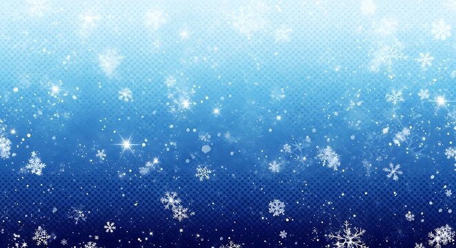Beautiful Blue Snowflakes Falling Background.
