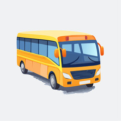 Yellow bus illustration on white background for transportation concept