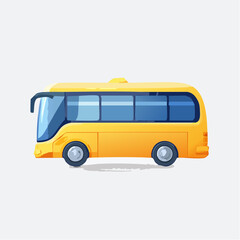 Yellow bus illustration on white background for transportation and education