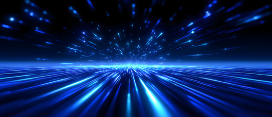 Abstract tech blue glowing speed background 3D rendering illustration