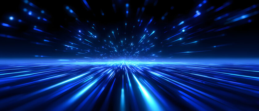 Abstract tech blue glowing speed background 3D rendering illustration - Powered by Adobe