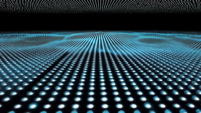 Abstract landscape of a grid of shimmering, wavy, glowing points