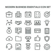 Fototapeta premium Modern Business Essentials Icon Set